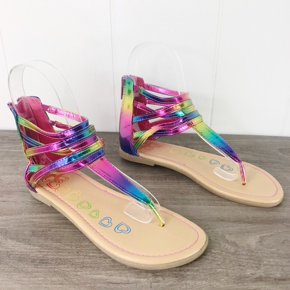 rainbow metallic sandals